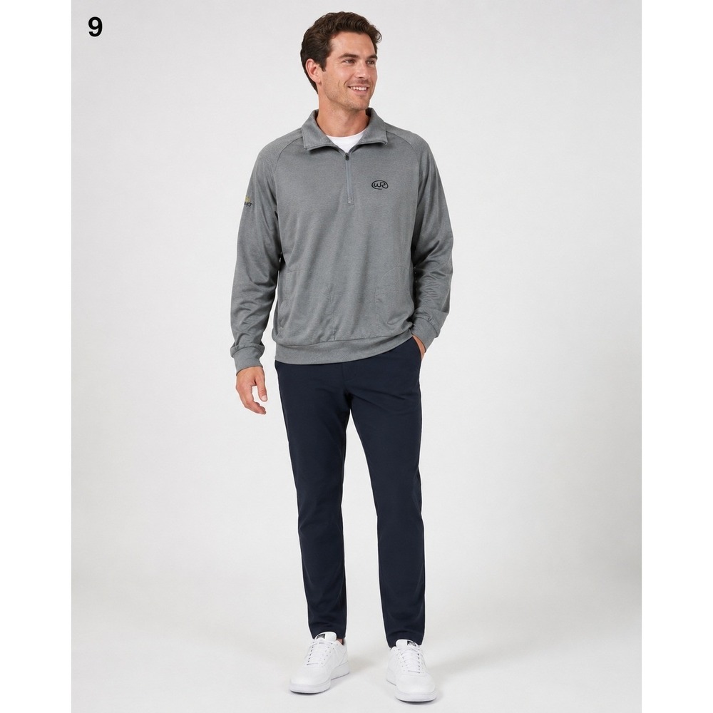 Travis Mathew Pullover Sweater Mens Small‎ Gray 1/4 Zip Pockets LOGO